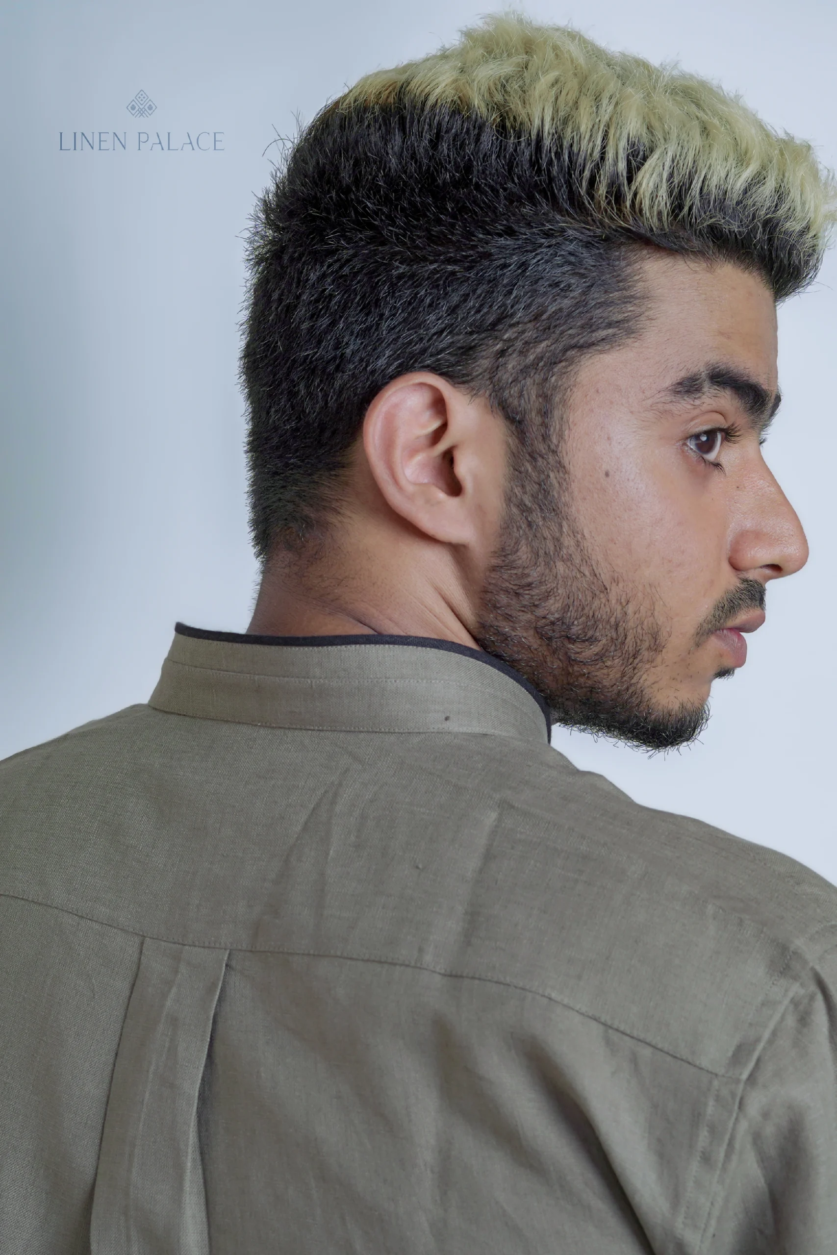 PURE LINEN GREY PLAIN MEN'S SHIRT - Image 5